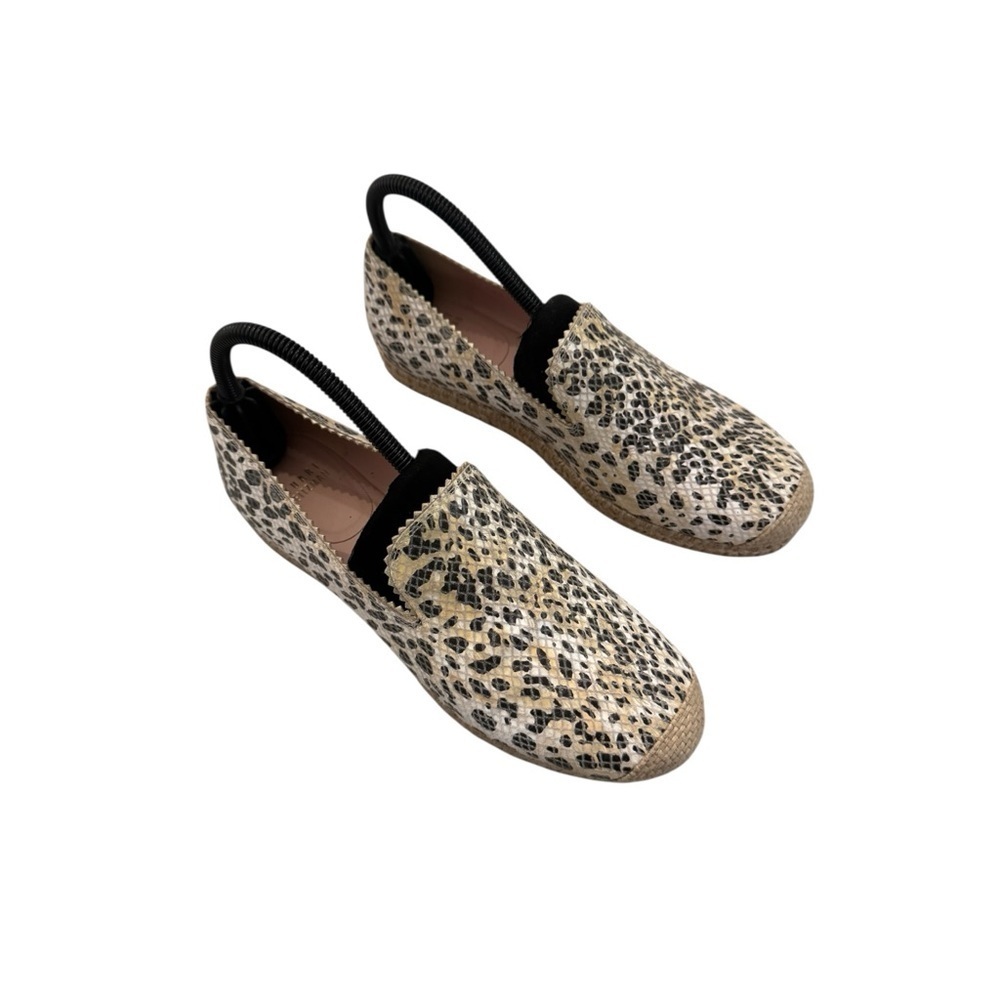 Stuart Weitzman Biarritz Leopard-Print Linen Espadrille, Sun Leopard Size 7.5 M